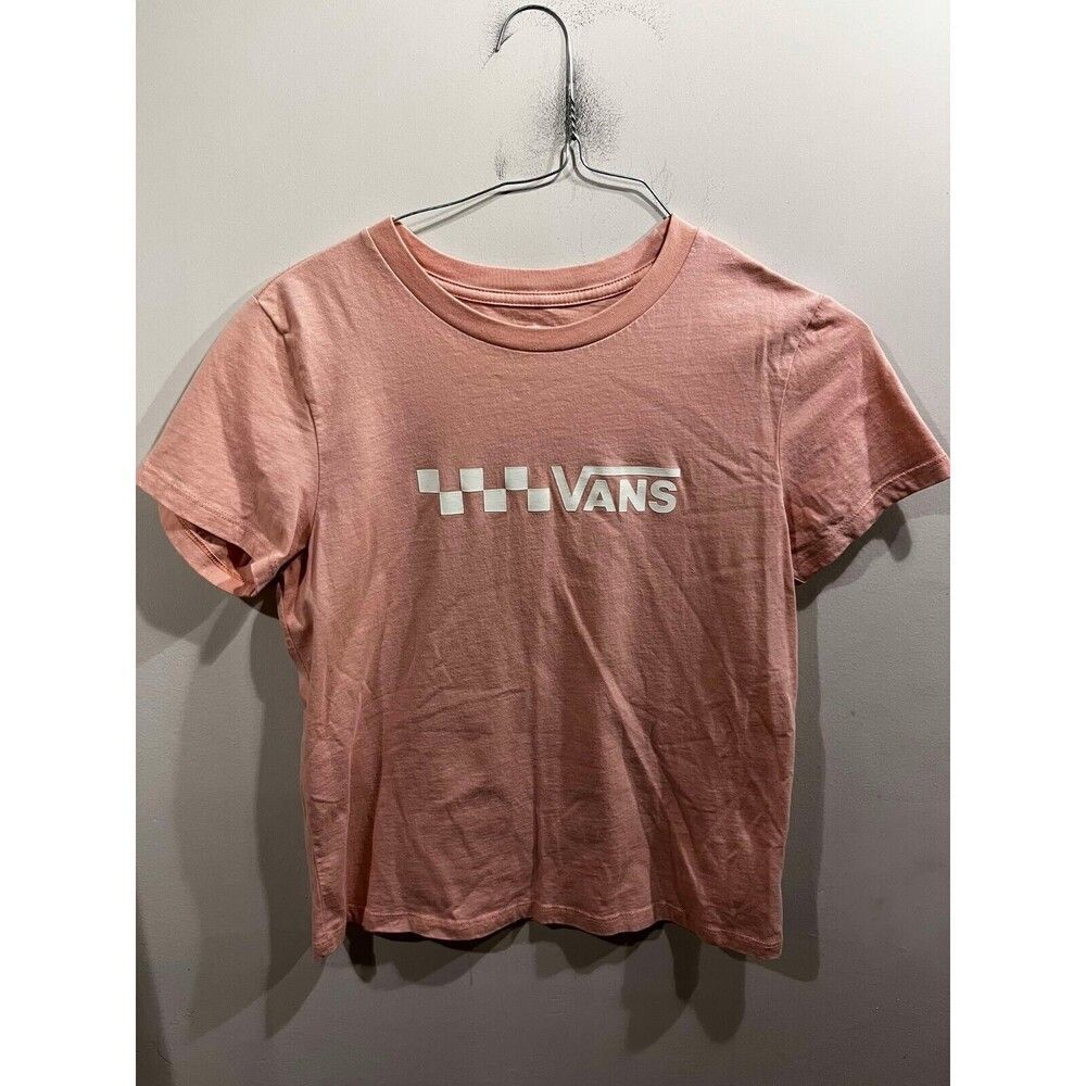 Vans Logo Women's T-Shirt Size Large Trecker Graphic Salmon Grunge Punk Skate